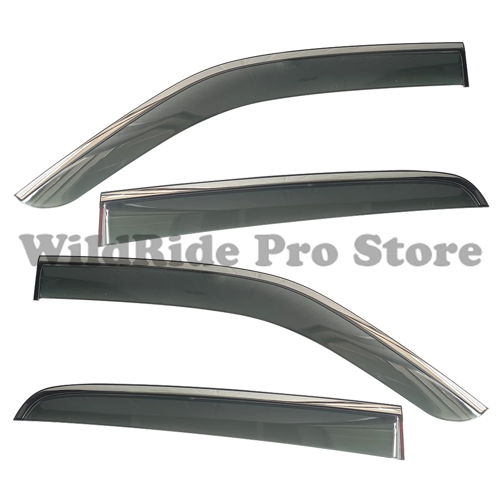Wholesale Factory Supply In-Channel Window Visor for Isuzu D-MAX 2021 | Injection Deflector PC + Stainless Steel 4Pcs Set
