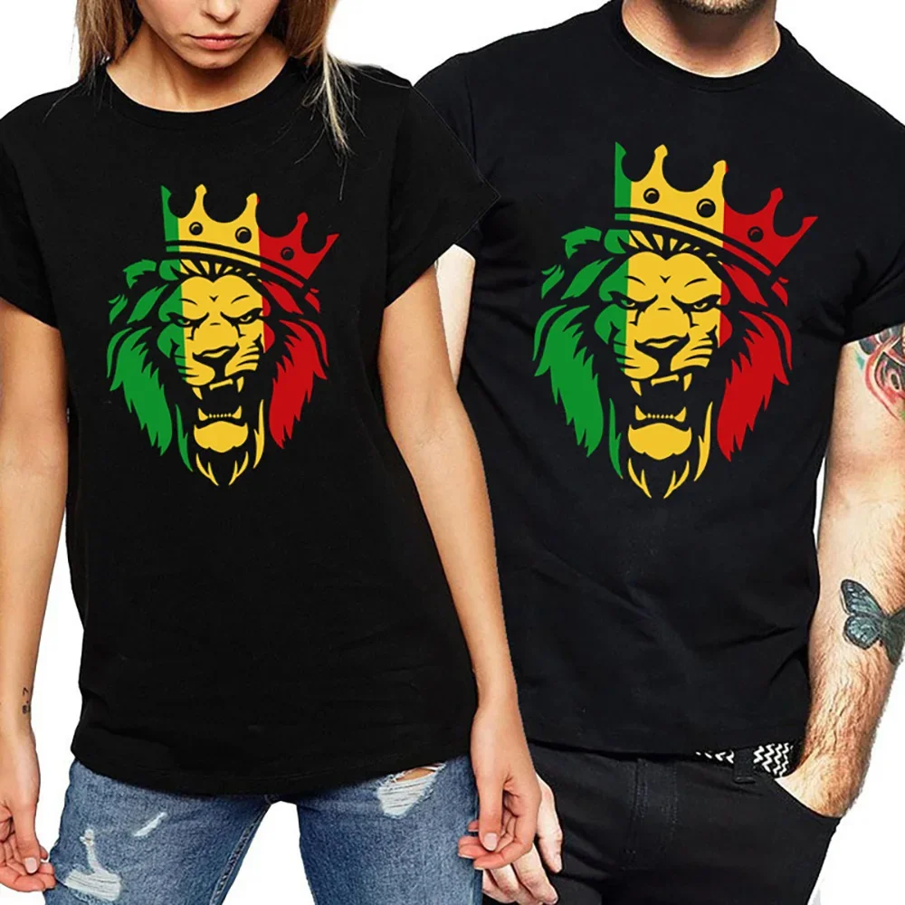 Vintage Rasta Lion of Judah T Shirt Women Men Rastafarian Reggae Ethiopian Lion T-shirt Couples Trend Fashion Valentine Tops Tee