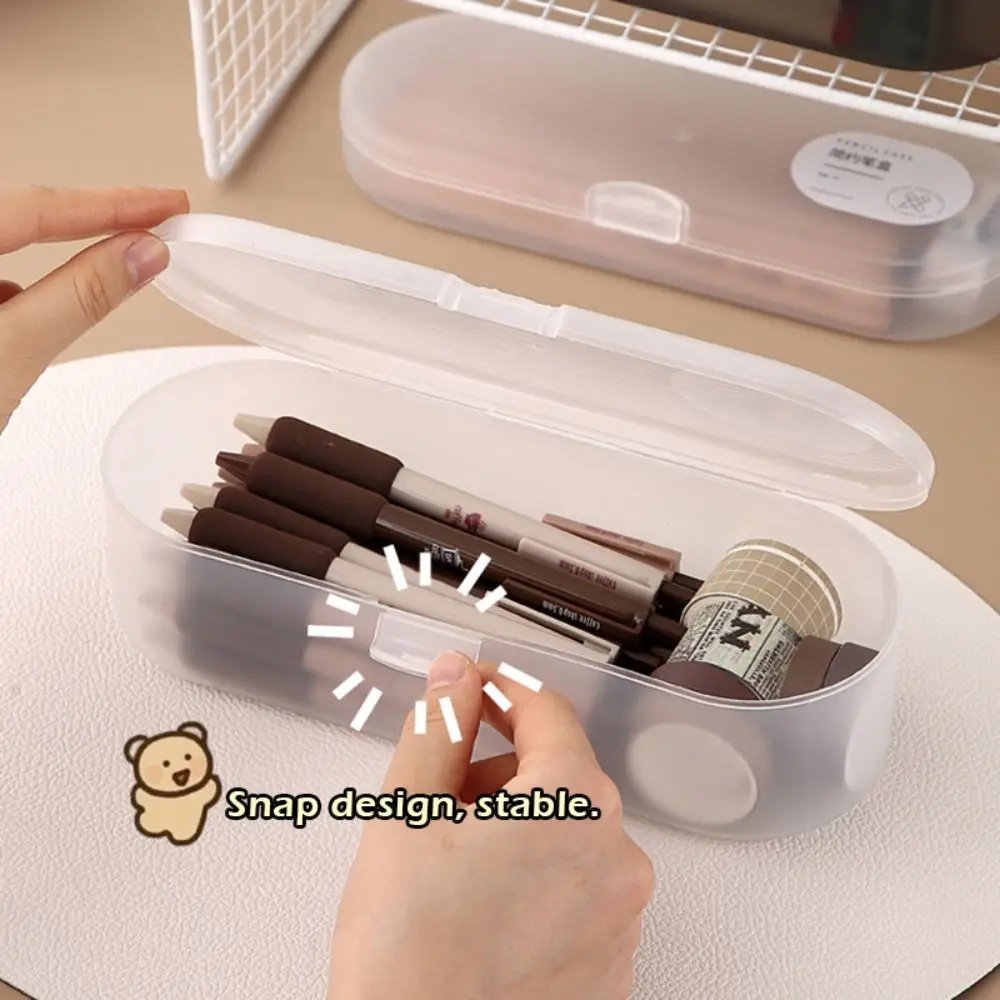 Multi-functional Plastic Storage Box Large-capacity Transparent Pen Box Stackable Pencil Case Back To School