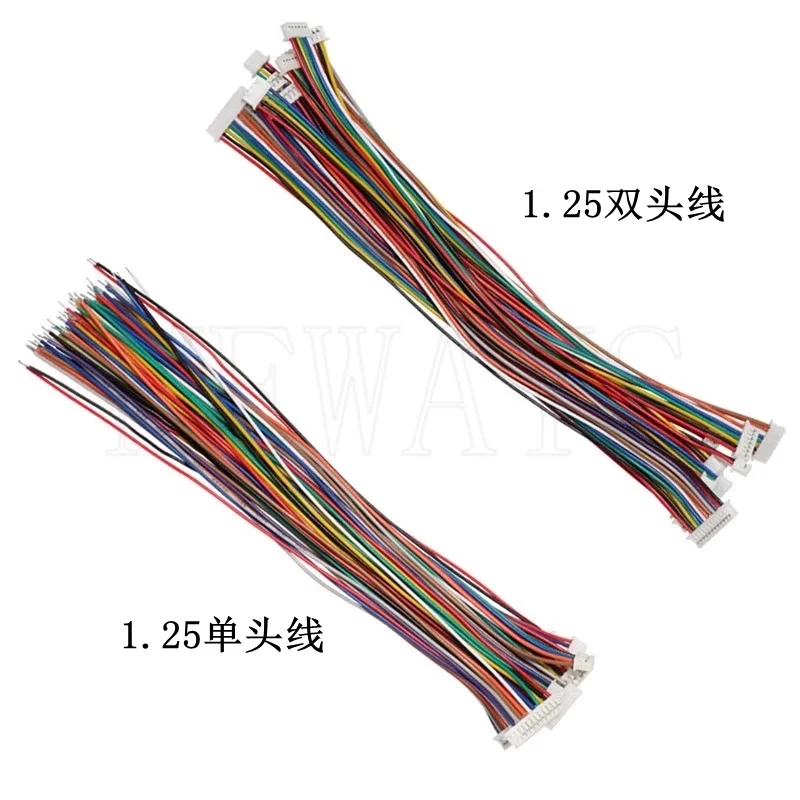 10Pcs JST 1.25mm Single/Double Head Wire Cable Connector Micro Pitch 1.25mm 2/3/4/5/6/7/8/10/12 Pin Plug Electronic Wire 28AWG