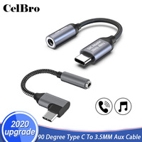 celbro Type C Adapter USB C To 3.5mm Jack Earphone Audio Converter Headphones Cable For Samsung Galaxy Tab S6 Z Flip 90 Degree