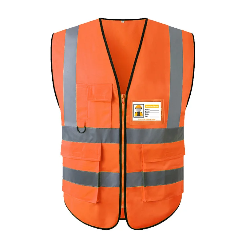 Gilet di sicurezza ad alta visibilità arancione blu riflettente con cerniera e tasche gilet da lavoro ad alta visibilità per uomo e donna