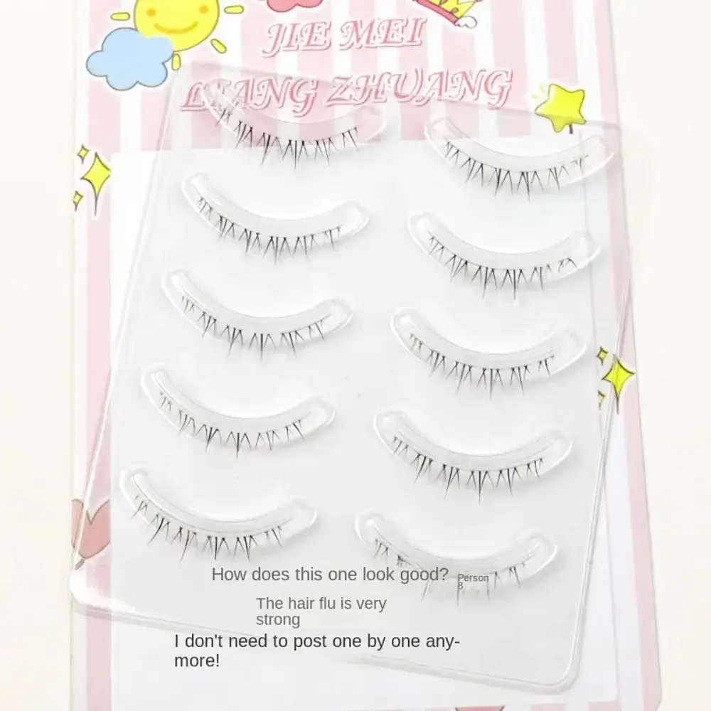 5PAIRS Soft Whole Pair Lower False Lashes Transparent Stems Small Devil One-piece Fake Lashes DIY Eyelash Extension Women