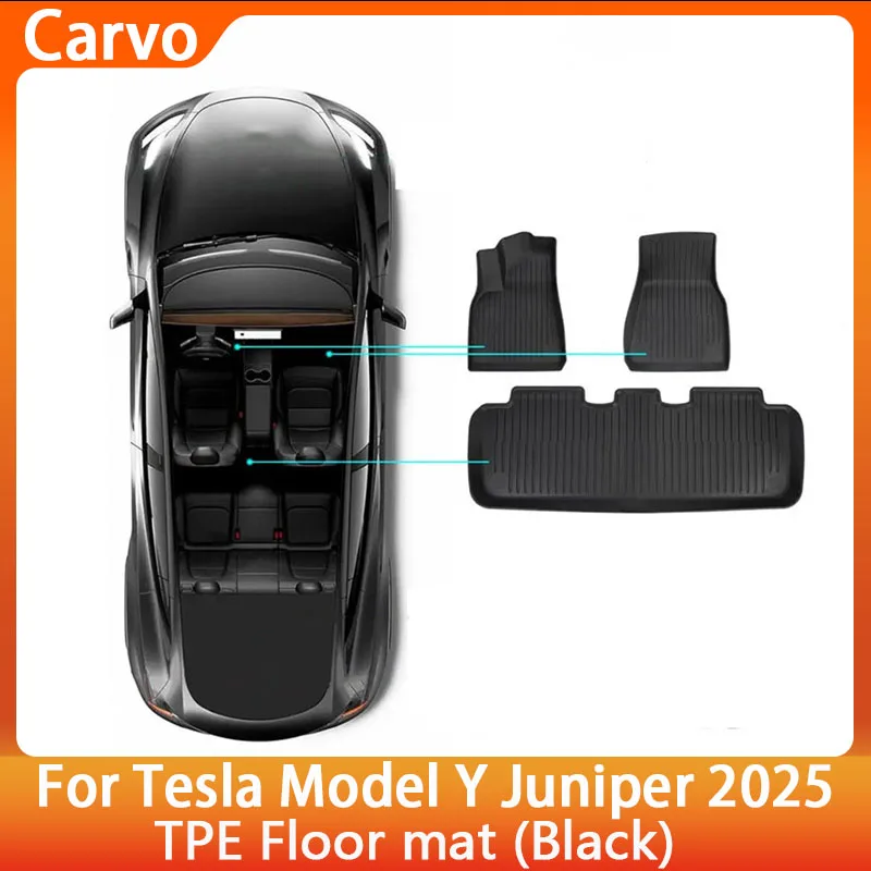 

For Tesla New Model Y Juniper 2025 Floor Mat Tpe Carpet Waterproof Weather-Resistant Foot Pads Mats Car Front And Rear Seat Mats