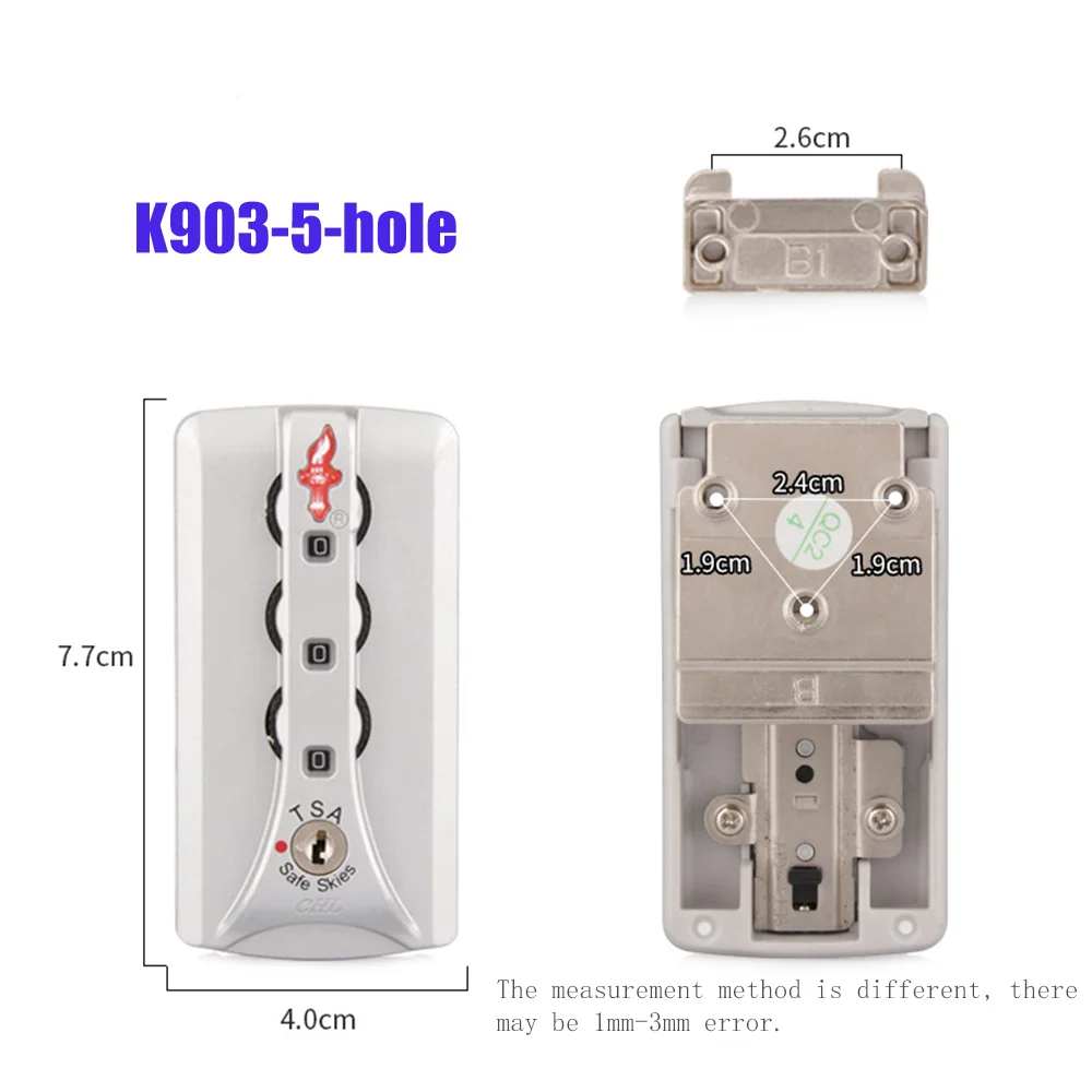 Manufacturers direct fixed lock aluminum box hard box lock TSA lock torch customs code lock, travel luggage lock, security