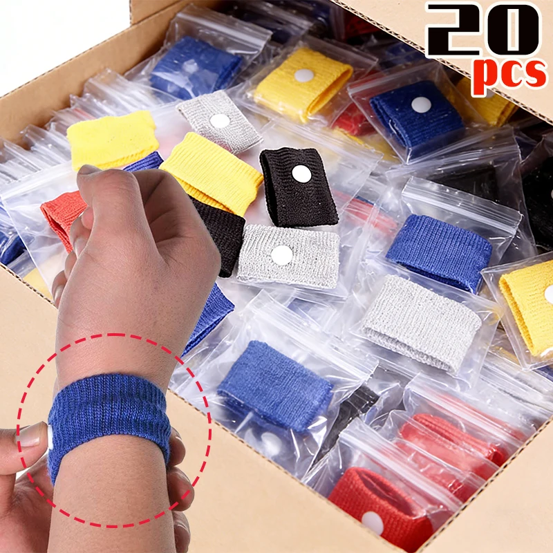 20pcs Travel Sports Sickness Wristbands Carsickness Seasick Anti Nausea Wrist Bands Sickness Strap Bracelet Band Car Accessories