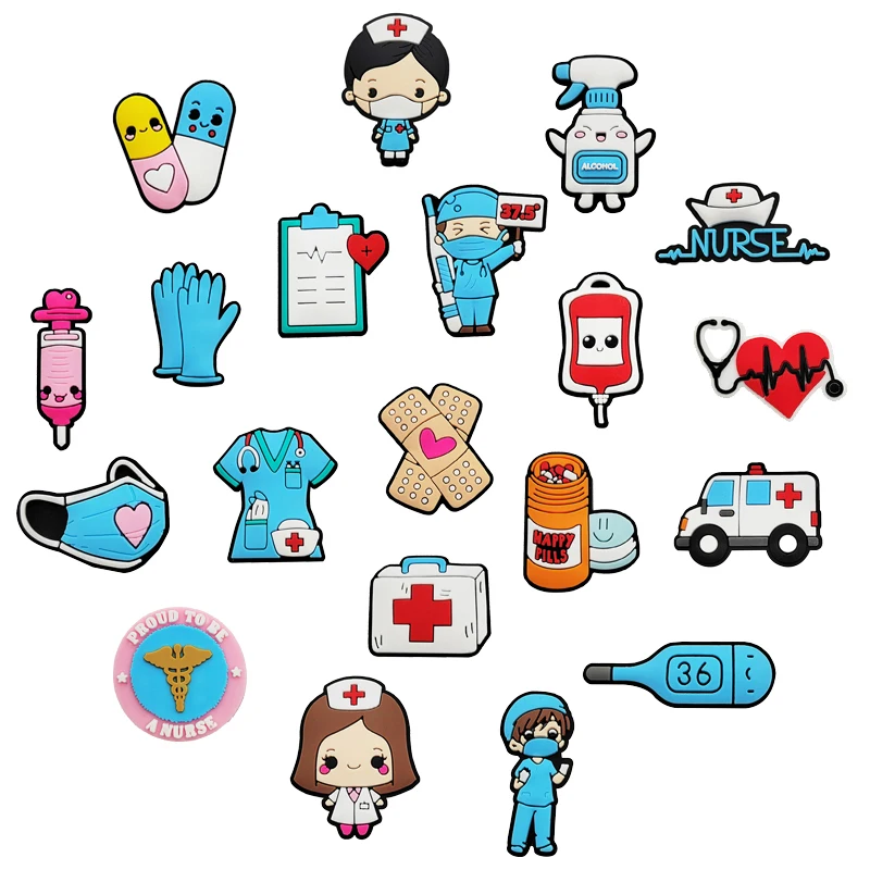 Hot Sales New Arrivals Cute Doctor Nurse Shoe Charms for Crocs Accessories Decoration Shoe Clog Pin Adult Party Gifts