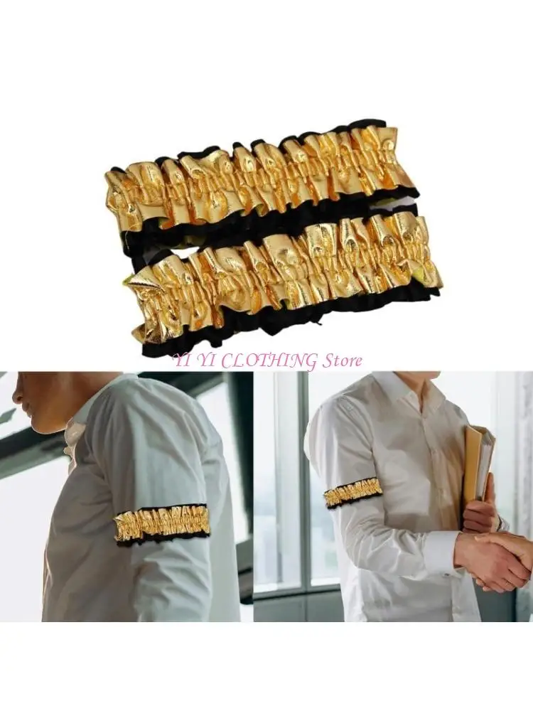 N5KF Business Shirt Sleeves Holder Ruffled Sleeve Band Men’s Wedding Shirt Arm Garter