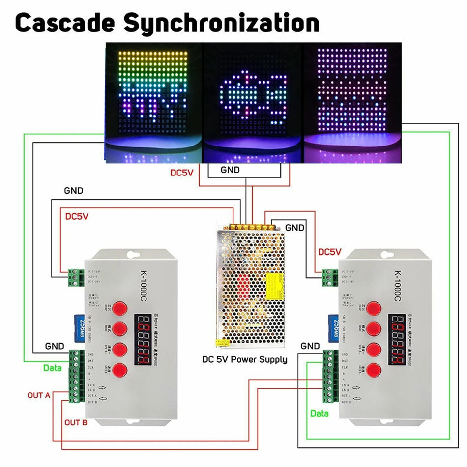 K-1000C,K-4000 K-8000C T-790K led Pixel contorller SK6812 WS2812B WS2811 WS2818 WS2813 WS2801 LED Pixels Program Controller