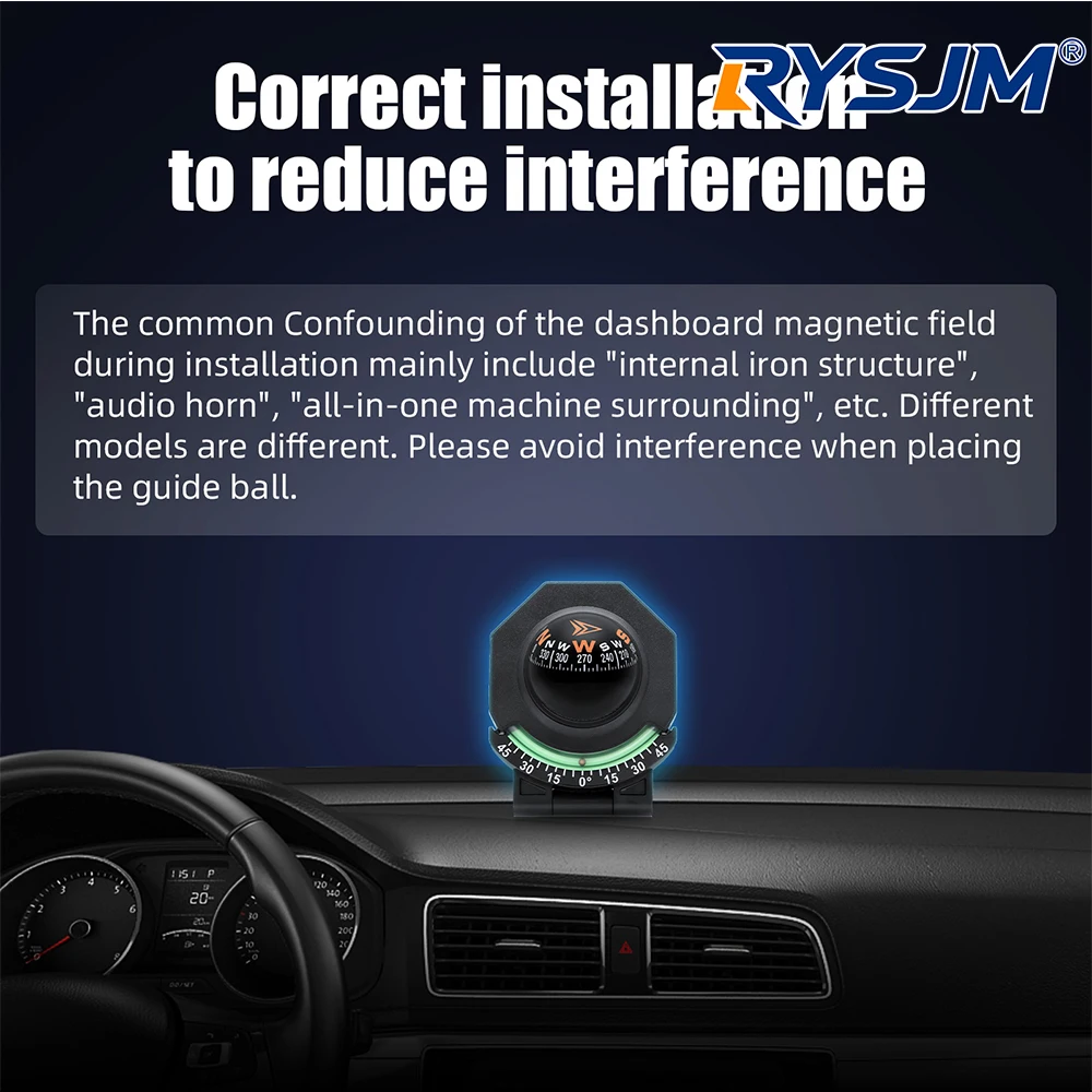 Car Dashboard Compass With Slope Meter 2-In-1 Guide Ball High Precision Navigation Car Mount Compass for Vehicle Boat Foldable