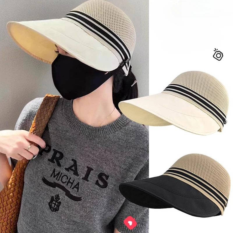 

Ruth Color Matching Wide Brim Cap Women's Versatile Sunshade Bucket Hat Showing Face Small Quick-drying Equestrian Hat