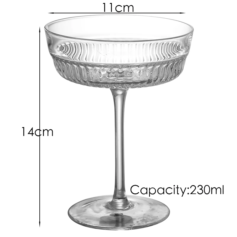 2PCS Elysia Champagne Cups, Goblet Cocktail Glasses Martini Glass Set of 2