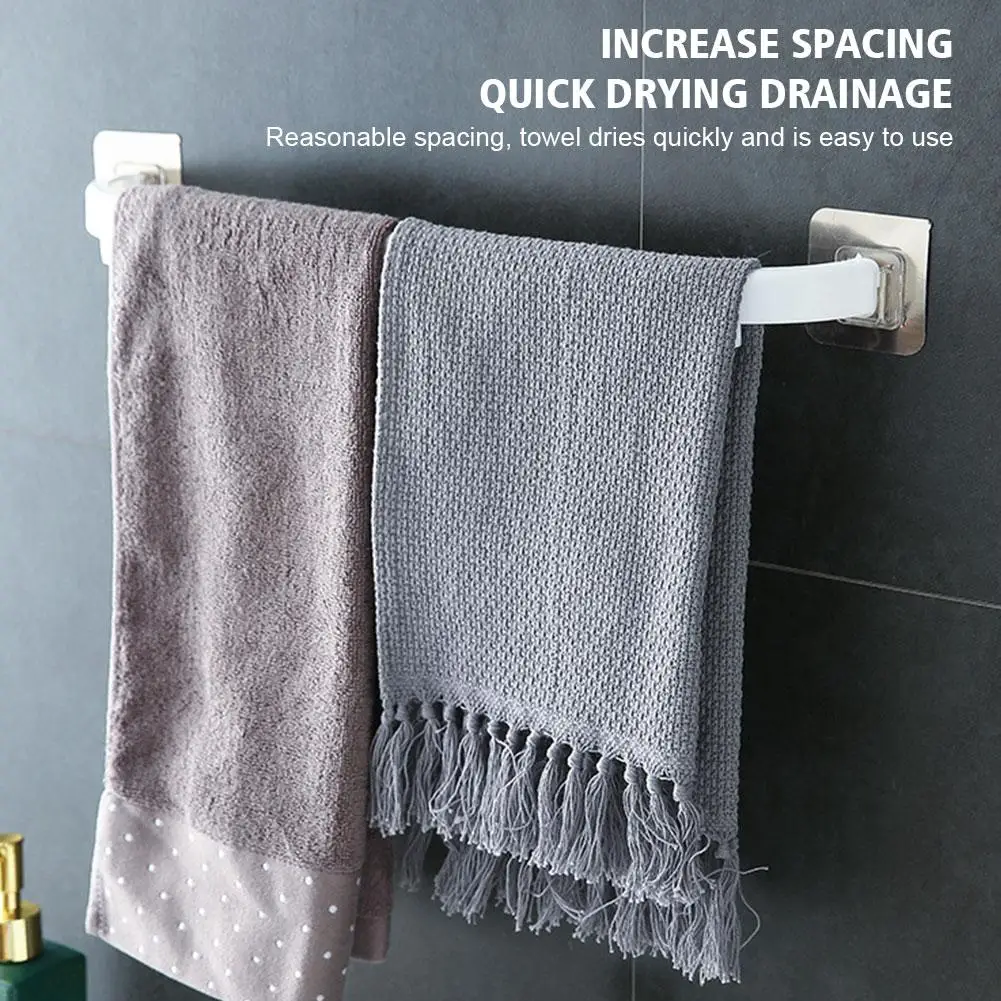 Self-Adhesive Towel Rack Bathroom Towel Slipper Storage Hanger Kitchen Organizer Wall Holder Towel Mounted Bathroom Shelf T M8G1