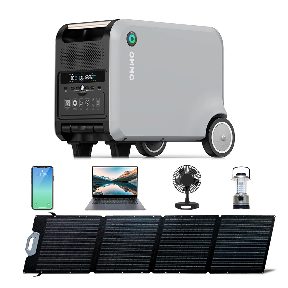 OMMO OM-PV200Z High Efficiency 200W All Black Foldable Solar Panel Portable Solar Kit For Outdoor Power Station