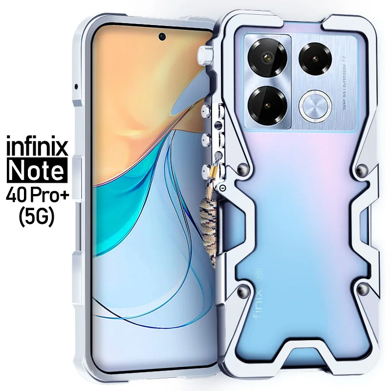 

Luxury Armor Metal Aluminum Phone Cases Bumper For Infinix Note 40 Note40 Pro Plus Cover Mechanical Purely Handmade Skull Case
