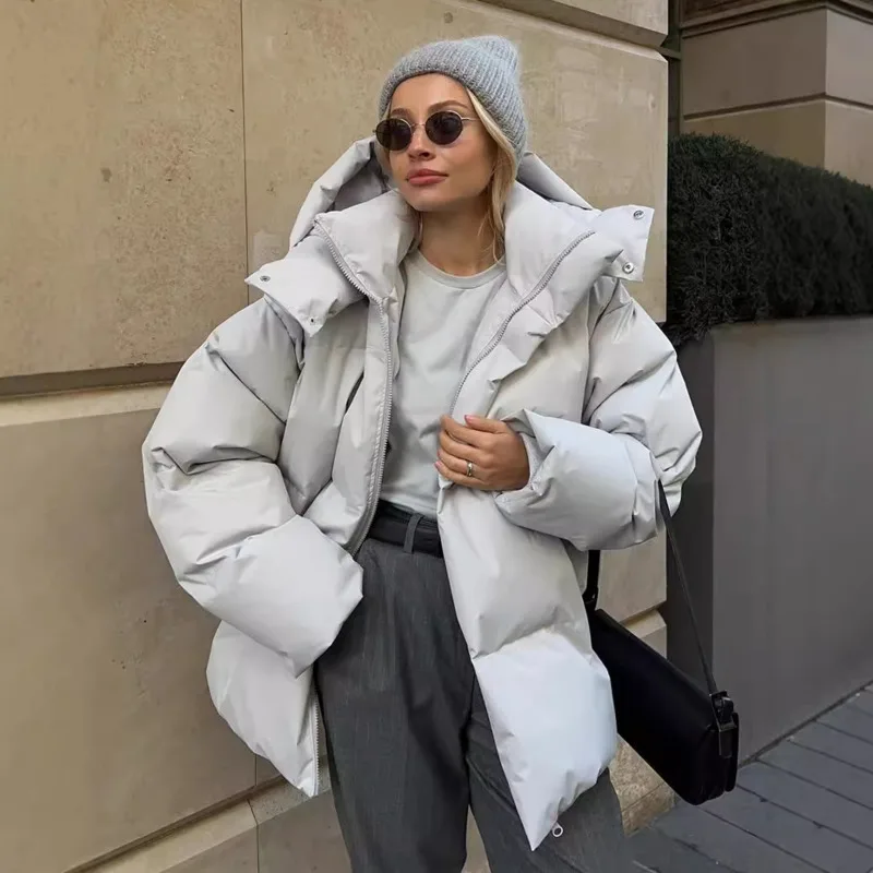 

Fashionably Simple Cotton Jacket Women's 2025 Winter Loose Hooded Jacket Warm Comfortable Solid Color With Multiple Styles Coat