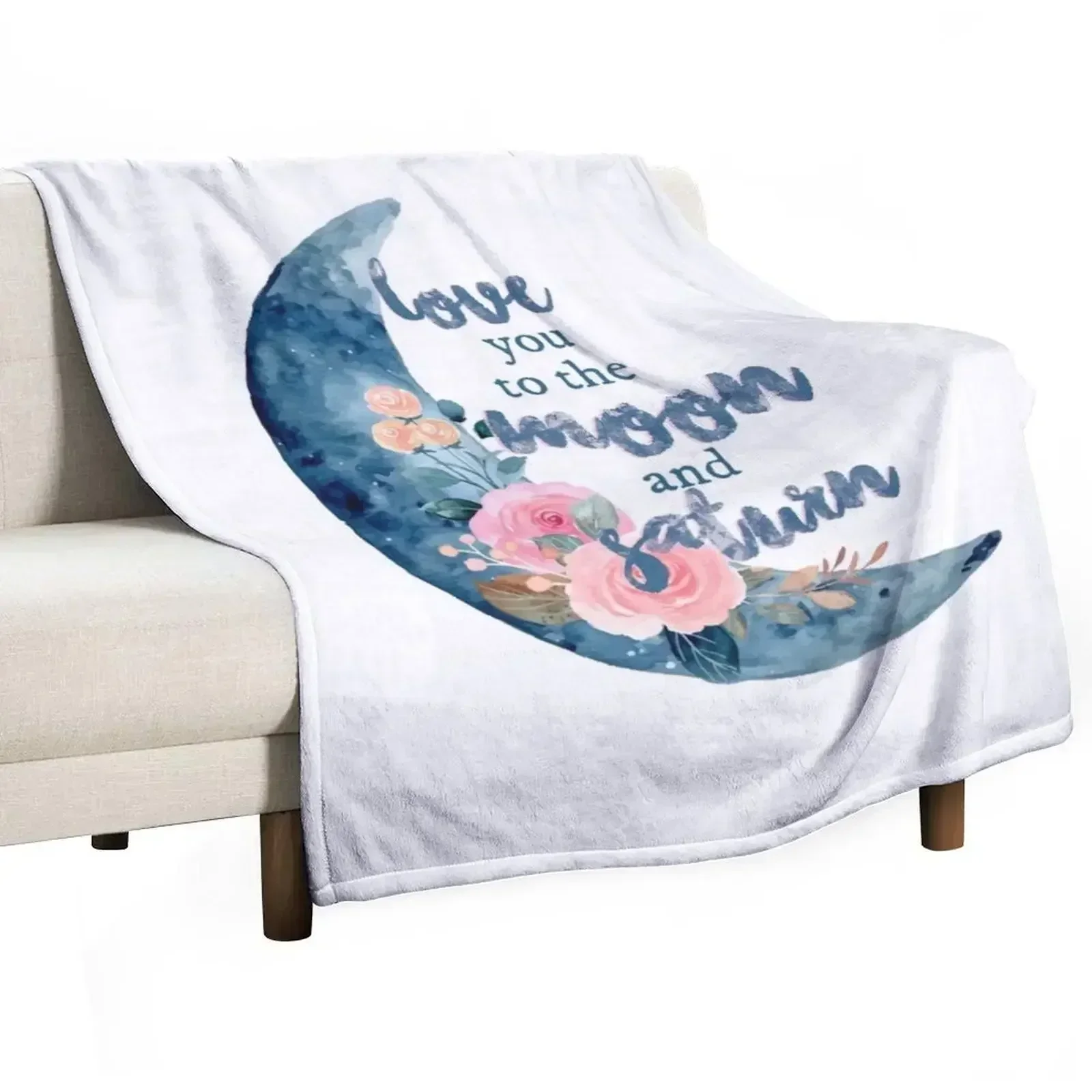 love you to the moon and saturn seven Throw Blanket For Sofa Thin Bed Fashionable Blankets For Sofas Kid'S Bed linens Blankets