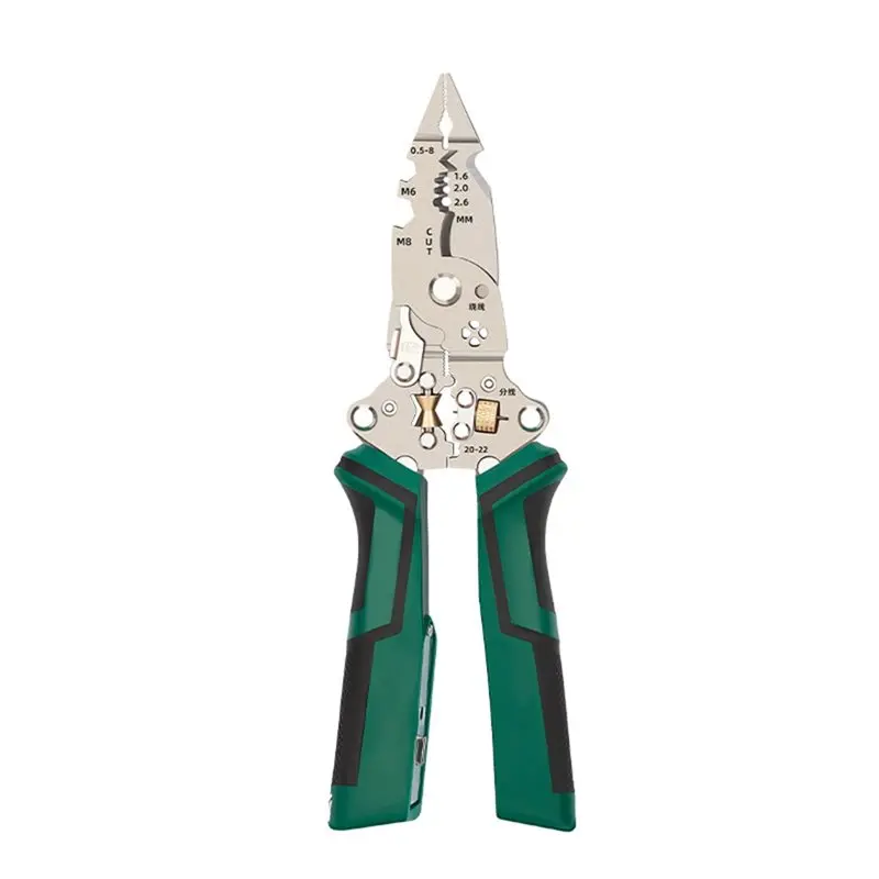 HLZS-Wire Stripper Pliers Folding Wire Stripper Cutter Crimper Crimping Tool For DIY Electricians Internet Engineers Home Office
