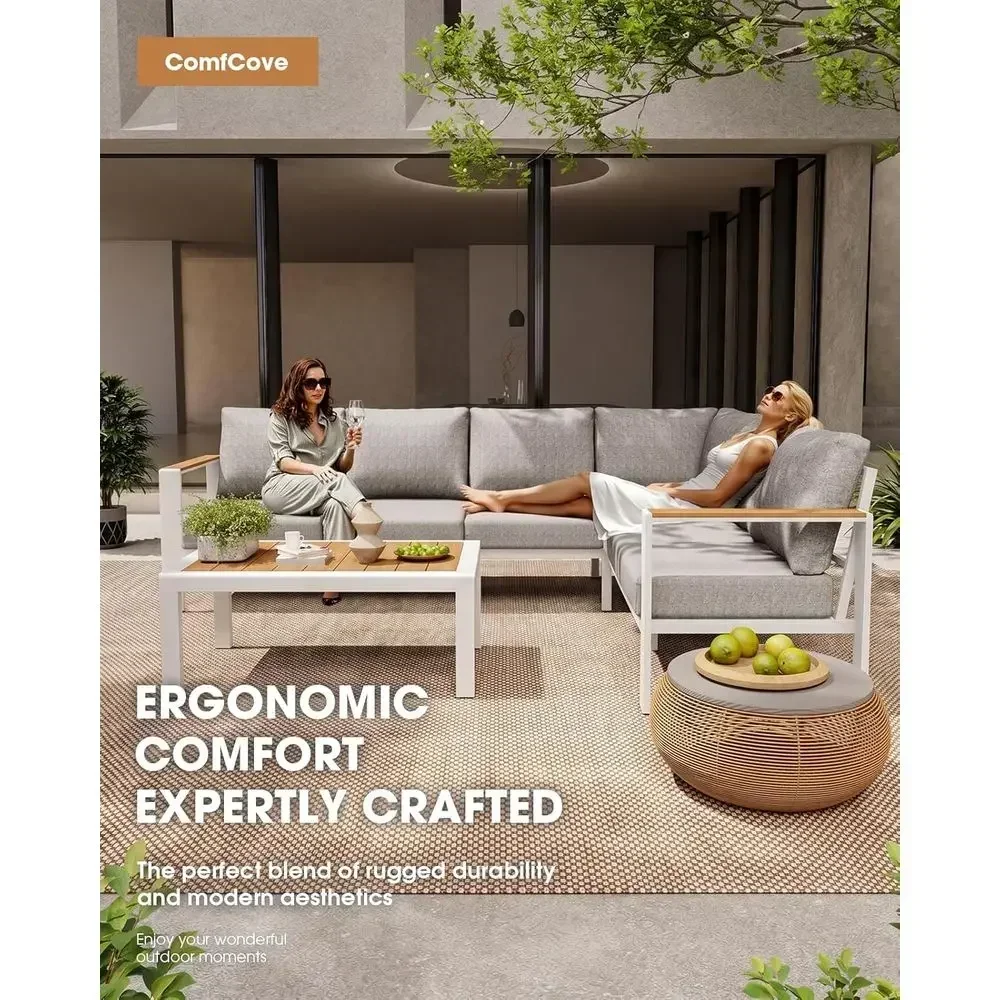 Outdoor Patio urniture Set 6 Seats, Outdoor Sectional Soa Set, Patio Contion Sets with Washable Cushions & Coee Table, Patio urn