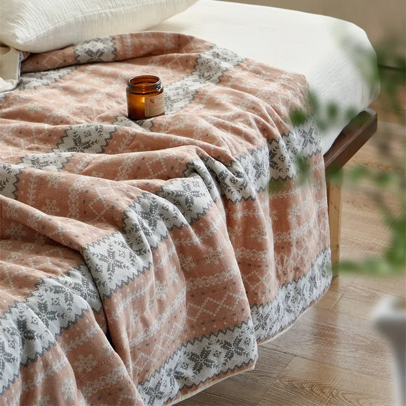 Summer Quilts Japanese Cotton Gauze Yarn-dyed Jacquard Soybean Fiber Filling Blanket Double Bed Comforter Cooling Blanket Quilts