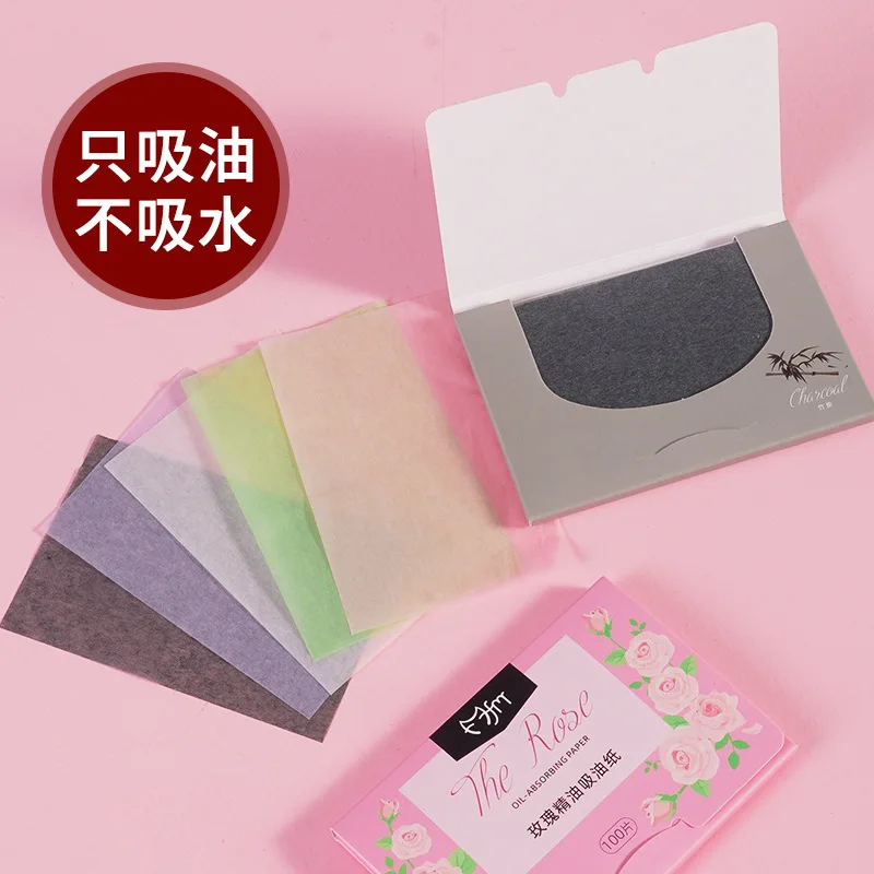 100pcs/set Facial Oil-Blotting Papers, Natural Bamboo Charcoal Instantly Controls Shine and Refreshes Skin, Cleansing Facial Ski