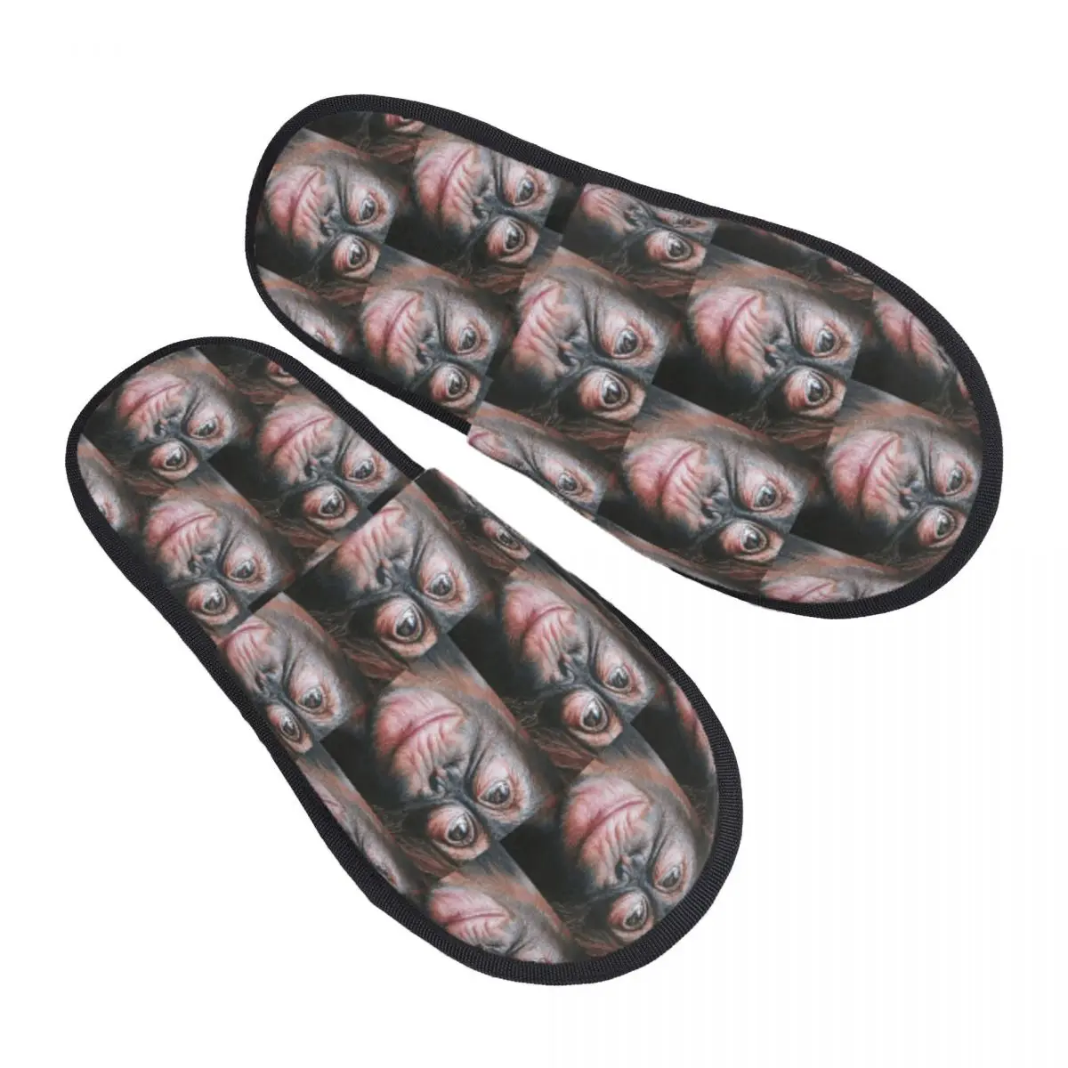 Custom Gorilla Orangutan Face Monkey Realistic Slippers Memory Foam Warm Soft Women House Slipper Bedroom Fluffy Shoes
