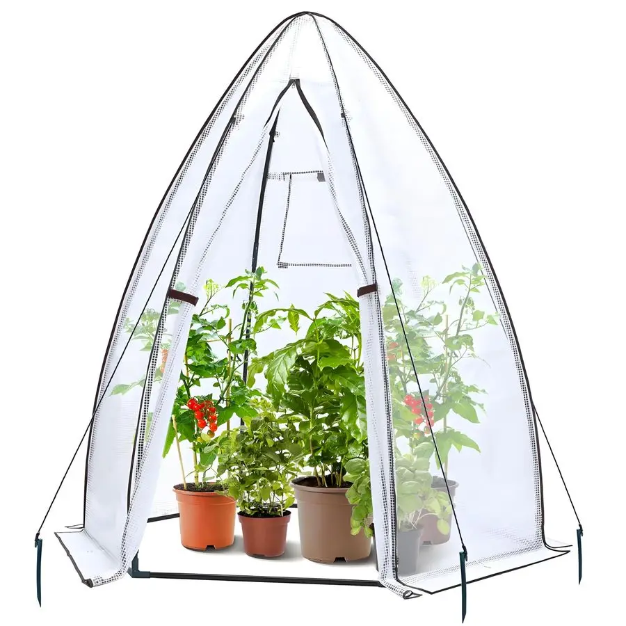 

Greenhouse for Outsides, Heavy Duty Green House Tent with Durable PE Cover, Garden Plant Protector with Zippered Door Mesh Windo