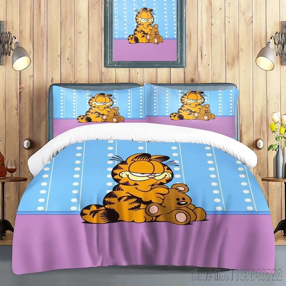 New The Cat Family Wallpaper Cartoon G-Garfields Digital Printing Bedding Set Anime 2/3-piece set Adult Kid Bedroom Duvet cover