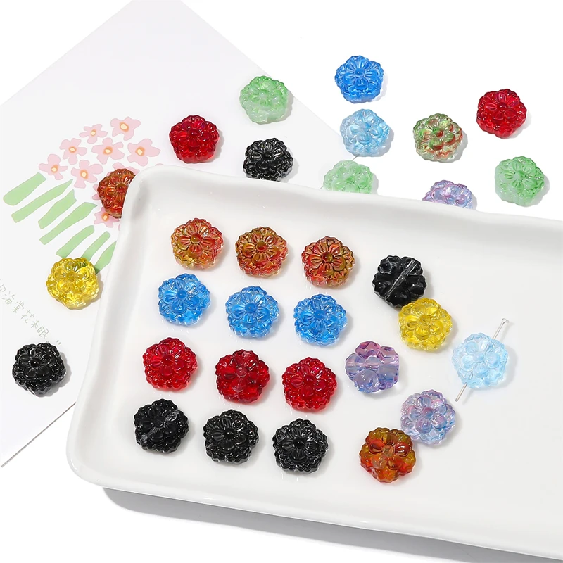 10pcs 15mm Crystal Glass Fancy Flower Beads Charm for Earring Necklace Bracelet DIY Jewelry Craft Making