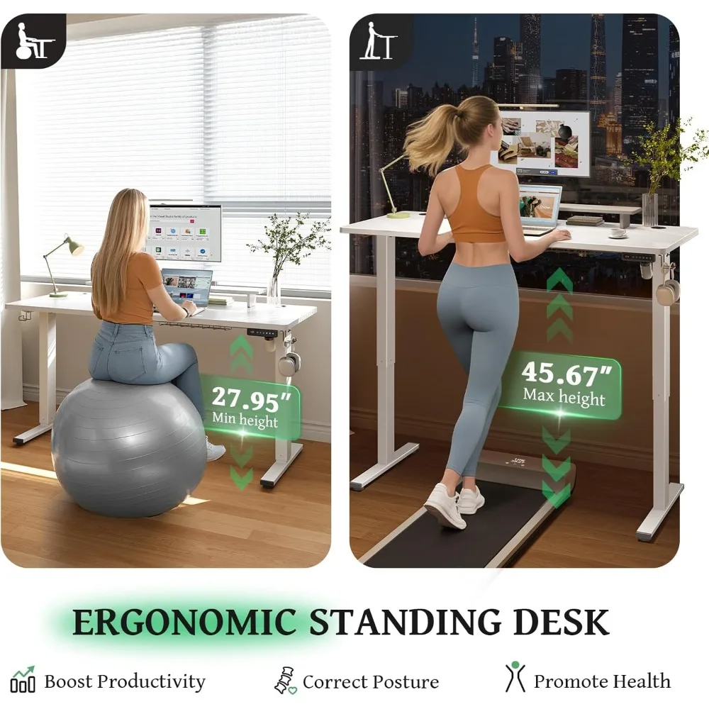 Mesa elétrica ajustável SIAGO - Mesa de pé 63 x 24 com gerenciamento de cabos e 3 configurações de altura de memória