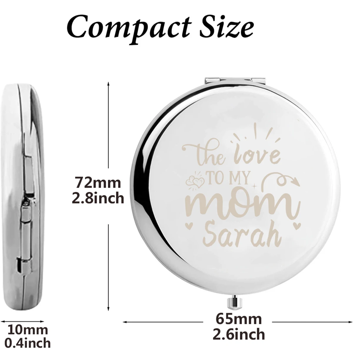 1 قطعة كارتون الحب لأمي مرآة اسم مخصص مع اسم دائرة مستديرة مرآة هدايا الزفاف الضيوف #2