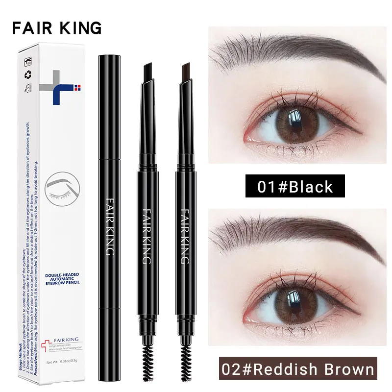 FAIRKING Automatic Double-Headed Waterproof Sweat-Proof Eyebrow Pencil Long-Lasting Easy Coloring Makeup Tool