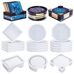 Coaster Resin Molds Silicone Epoxy Resin Round Square Octagon Shape Holder Mould for DIY Art Craft Cup Mats Decoration Supp Tool
