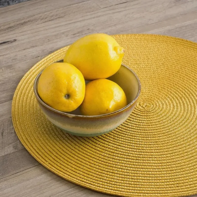 1/4/6PCS Round Braided Placemats Table Mats Woven Non-Slip Dining Table Bowl Pads Kitchen Drink Cup Coasters Christmas Gift Mats