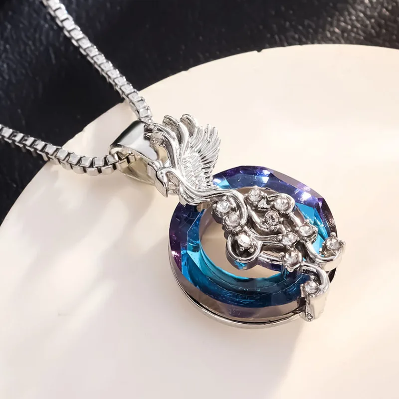 1Pc Exquisite Phoenix Hollow Out Fashion Simple Design Color Necklace Pendant Women Prom Party Gifts Daily