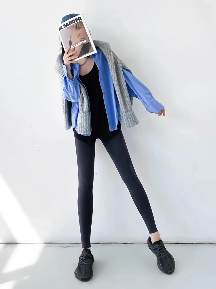 ハイウエスト痩身ヨガパンツ女性の春夏薄いデニムアークスキンフィットパンツベースレイヤー9点パンツ