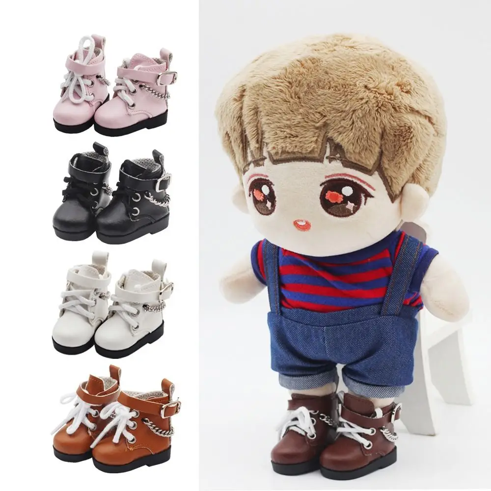 1 par de Mini zapatos de muñeca de cuero PU, zapatos de cadena, zapatos de muñeca, Mini muñeca BJD, zapatos de PU lindos, 1 par de botas de muñeca EXO, juguetes para niños