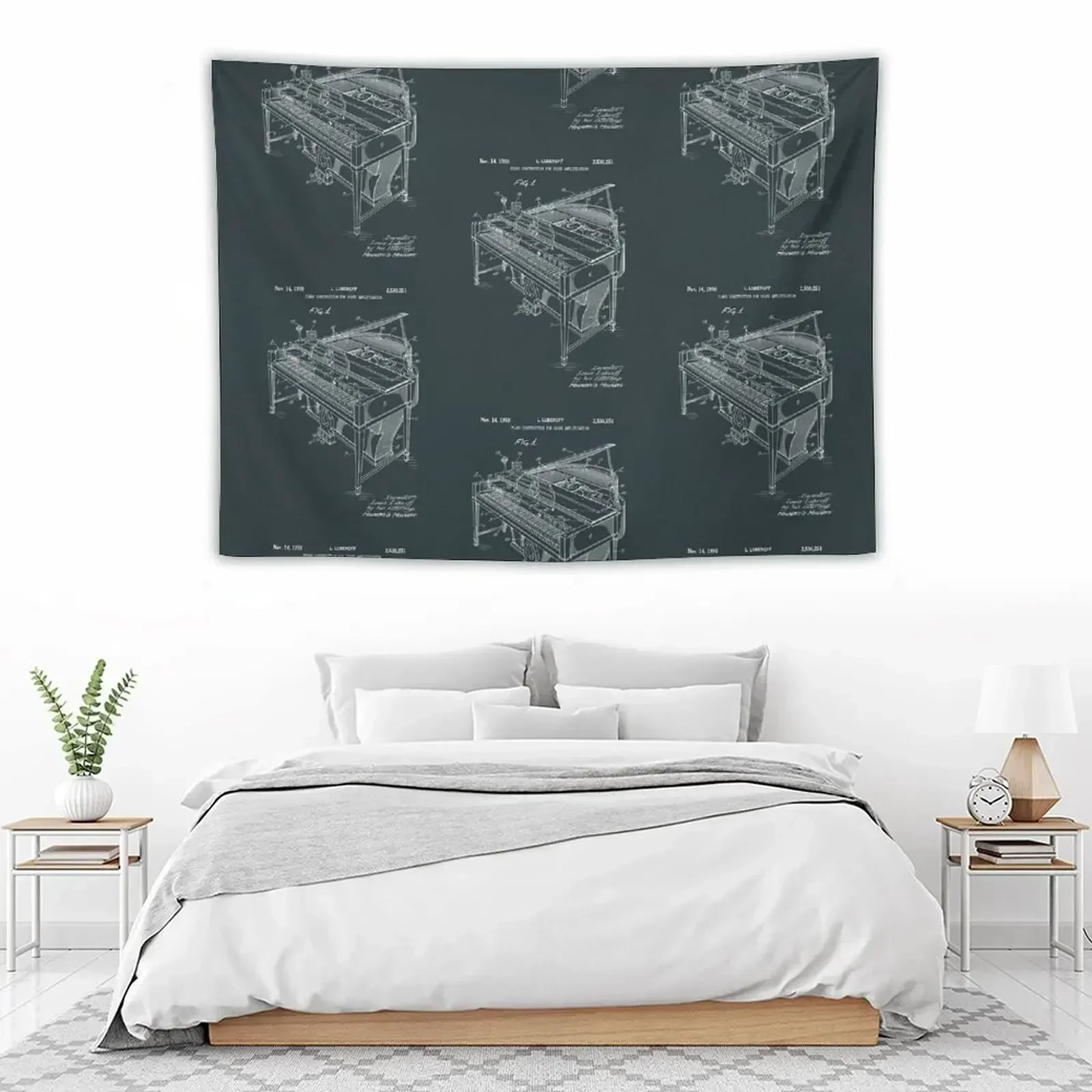 

Piano Art Patent Print 1950 Tapestry Outdoor Decoration Decoration Wall Wall Deco Cute Room Decor Tapestry