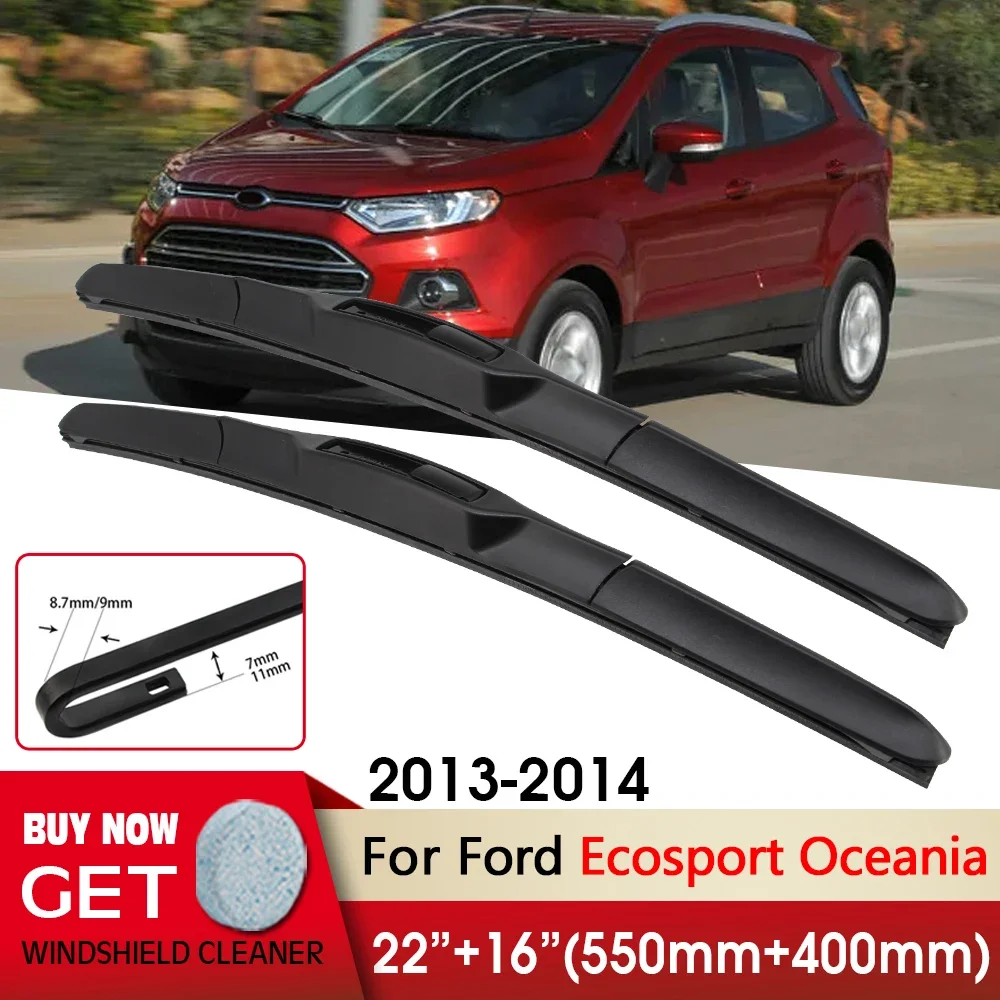

Car Wiper Front Wiper Blade 22"+16" For Ford Ecosport Oceania 2013-2014 Fit U Hook Arm Front Windscreen Wipers Auto Accessories