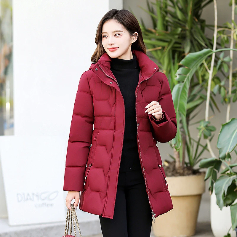 2025 neue frauen Unten Mäntel Koreanische Stehkragen Einfache Feste Farbe Warme Mid-Länge Casual Jacken Weiche Mode weibliche Kleidung