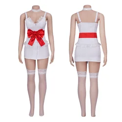 Catherine Cosplay Costume White Sexy Suspender Lace Dress With White Stockings Halloween Carnival Costume Adult Costume