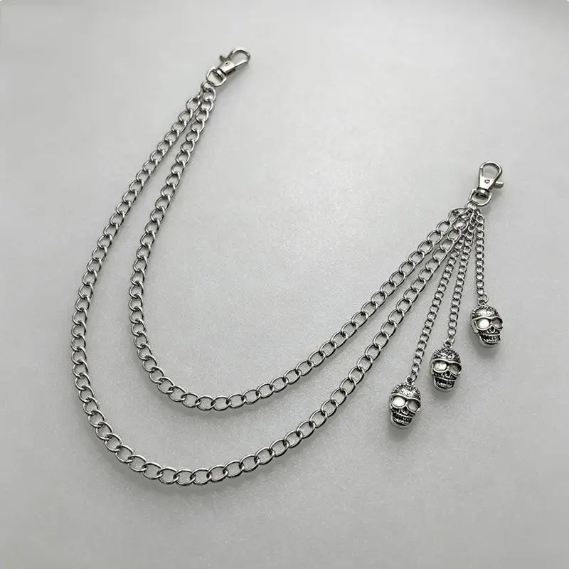 Punk-Hosenkette mit Totenkopf-Dekoration aus Metall, Taillen-Schlüsselanhänger für Männer und Frauen, Jeans-Hosenkette, Gothic Vintage Hip-Hop Schmuck-Accessoires – Detail 3