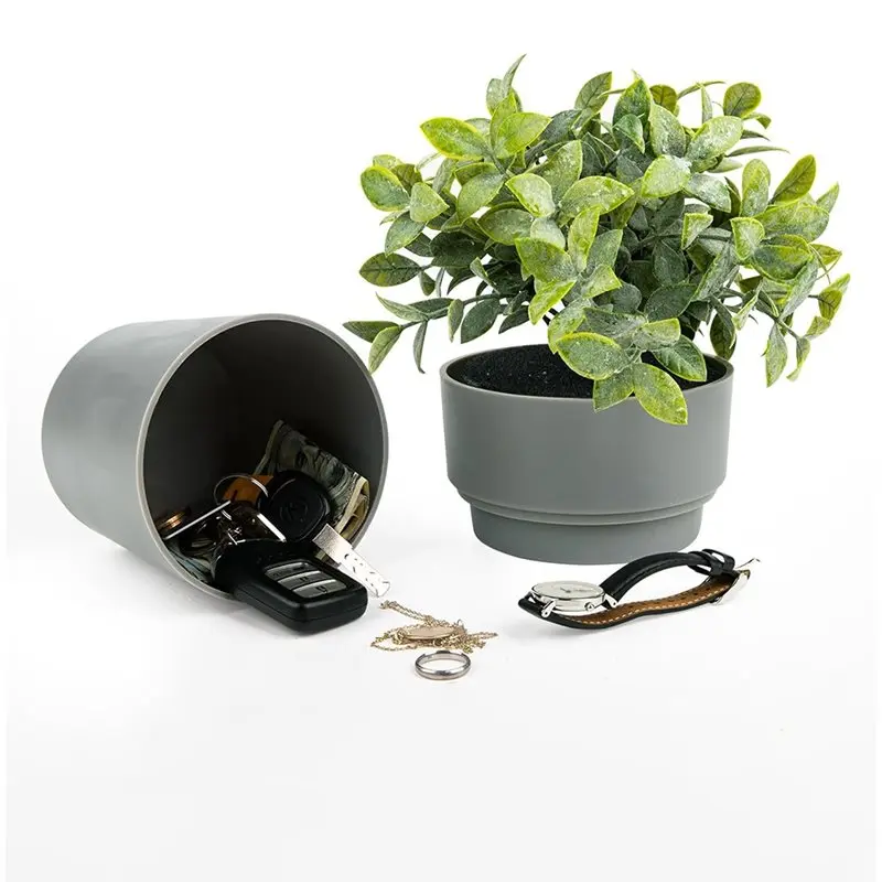 AT43-Key Hiding Flower Pot With Secret Compartment& Safe, Secret Stash Key Hider Storage Unit