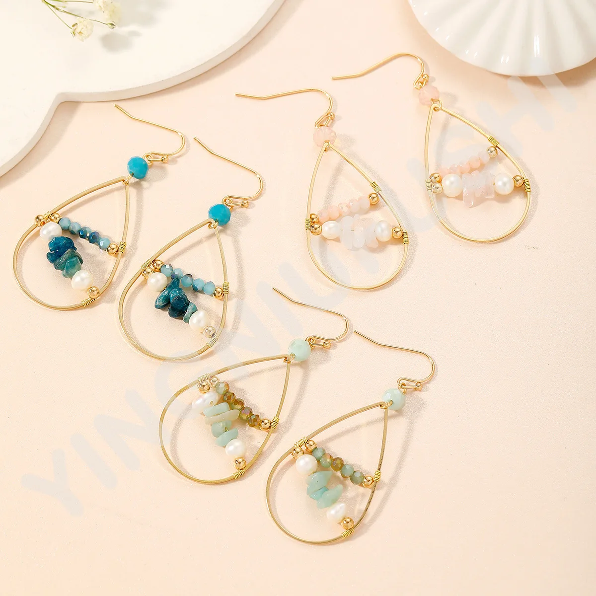 Fashion Retro Water Drop Earrings Hollow Crystal Alloy Ear Jewelry Gift For Women