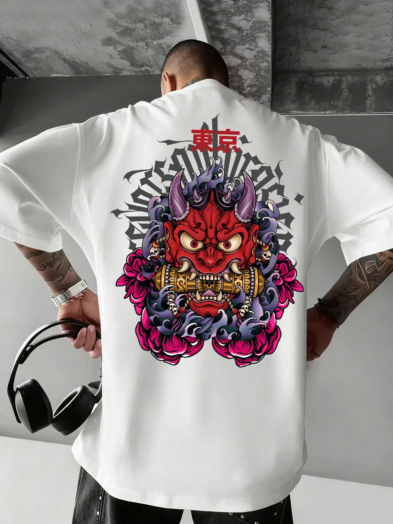 American-Style Men's Casual T-Shirt! Light Social / Daily Outing Choice, Machine Washable, Featuring Japanese Yokai Culture