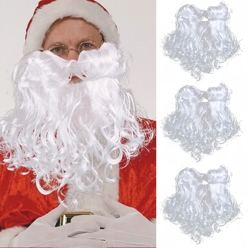 DIY Fancy Dress Fake Beard Long Fluff Beard Santa Claus White Beard Cosplay Costume Prop Mustache Christmas Party Decor Supplies