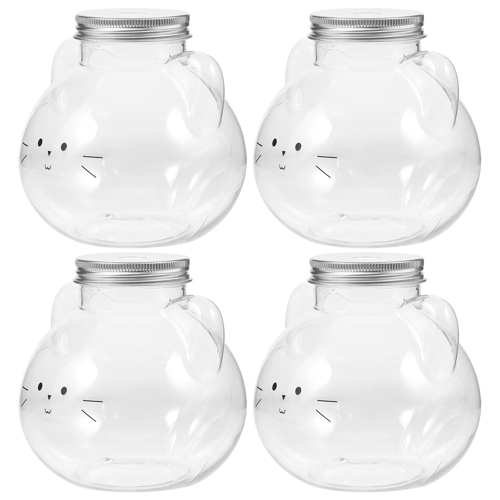 

4pcs Head Bottle 500ml Transparent PET Shaped Juice Bottle Holder for Cold Drinks Milk Tea Party Juice Storage Reusable