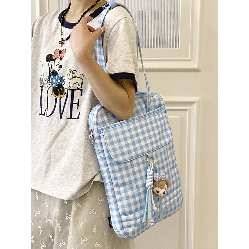 

Fashionable and versatile plaid shoulder bag for women ins style bow flat bag for outdoor travel in spring and summer