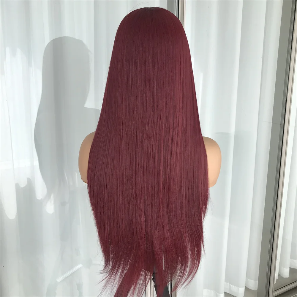 Burgundy Lace Wigs for Women Synthetic 99J Blonde Lace Wig PrePlucked Heat Resistant with Baby Hair Straight Synthetic Lace Wig