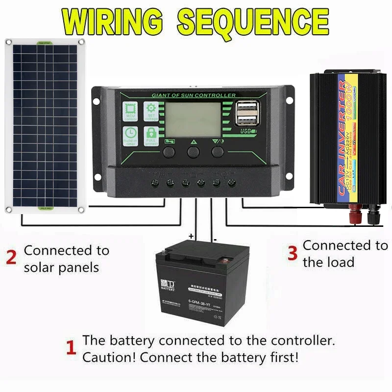 220V Solar Power System 30W Solar Panel Battery Charger 1000W 220W Inverter USB Kit Complete Controller 220V Home Grid Camping